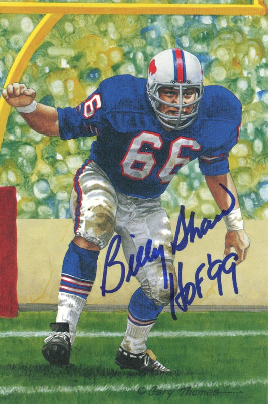 Billy Shaw HOF Autographed/Inscr Goal Line Art GLAC Postcard Bills JSA 181000