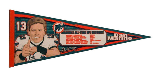 Vintage 1990's Dan Marino Miami Dolphins NFL Football 30x12 Felt Pennant