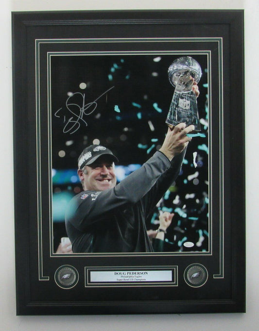 Doug Pederson Eagles Auto/Signed 16x20 Photo Super Bowl LII Framed JSA 136042