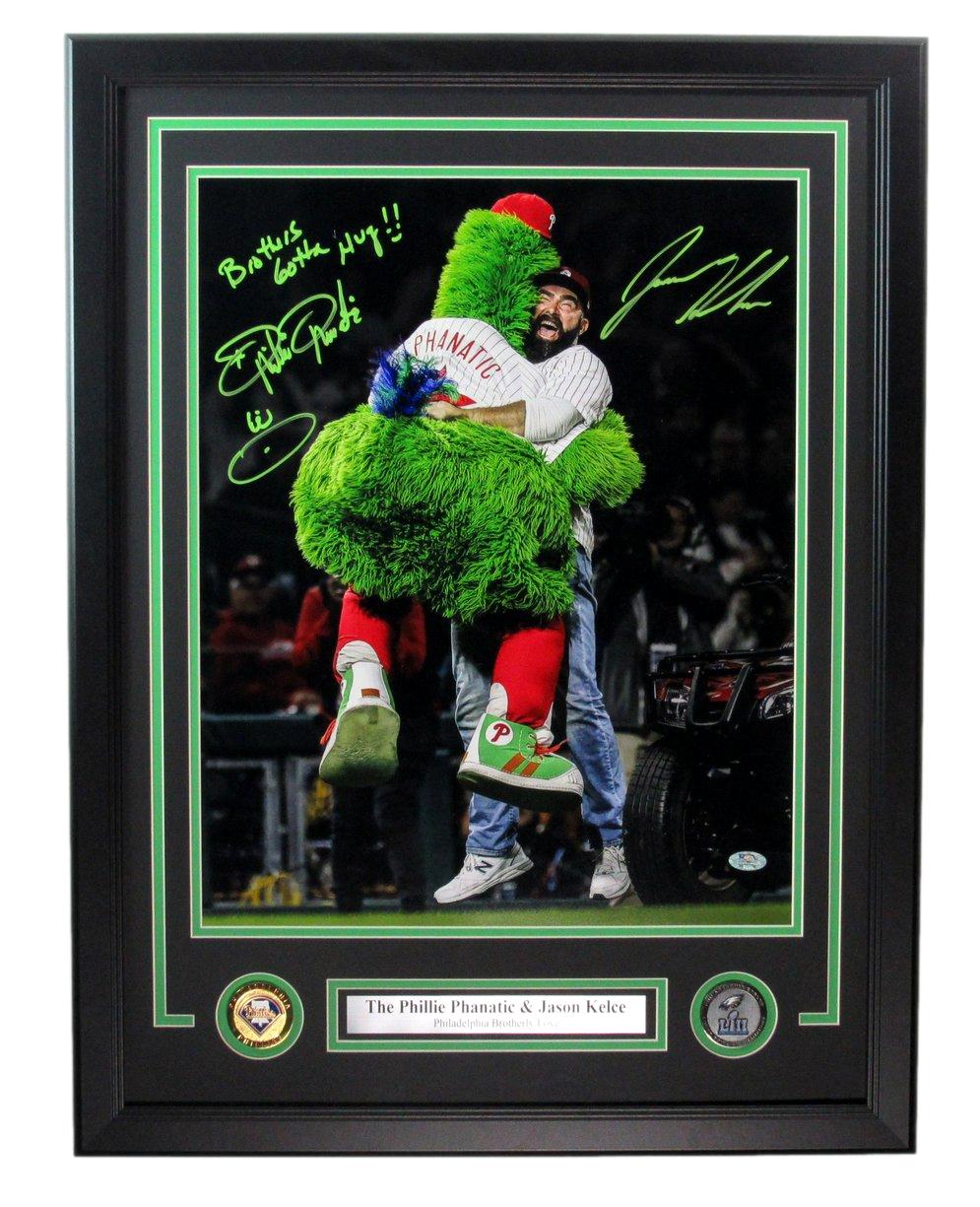 Jason Kelce/Phillies Phanatic Dual-Signed/Insc 16x20 Photo Framed PSA/DNA 190111