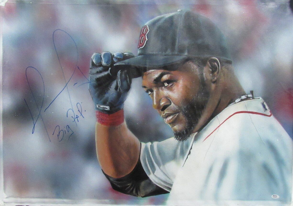 David Ortiz HOF Autographed 37x25 Canvas Boston Red Sox PSA/DNA 178314