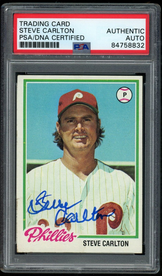 1978 TOPPS Steve Carlton HOF #540 Authentic Card Signed Phillies PSA/DNA