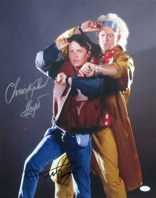 Michael J Fox/Christopher Lloyd Auto/Sign 16x20 Photo Back to Future JSA 174013