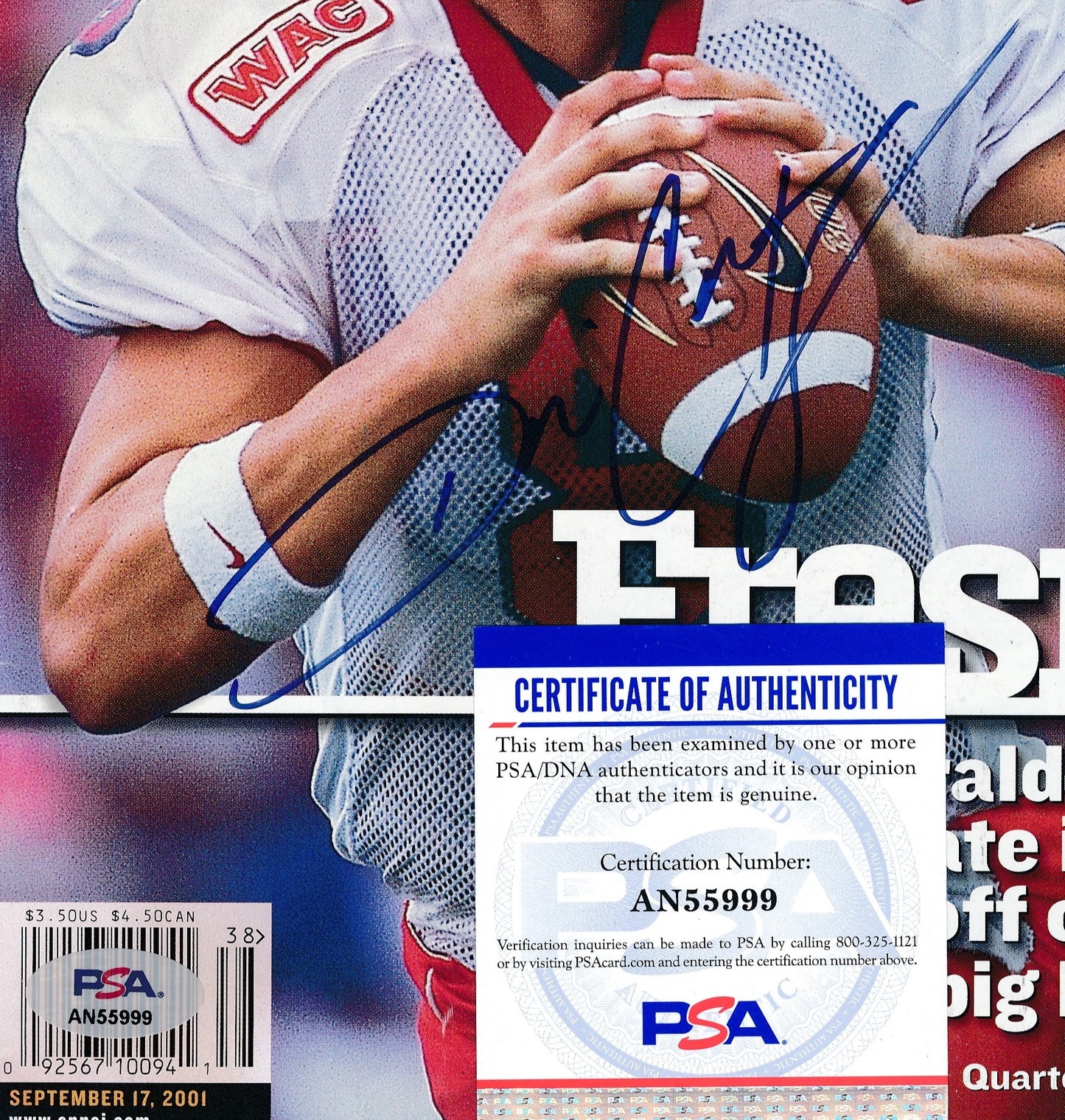 David Carr Signed/Auto 8x10 SI Cover Magazine Photo Fresno State PSA/DNA 188135