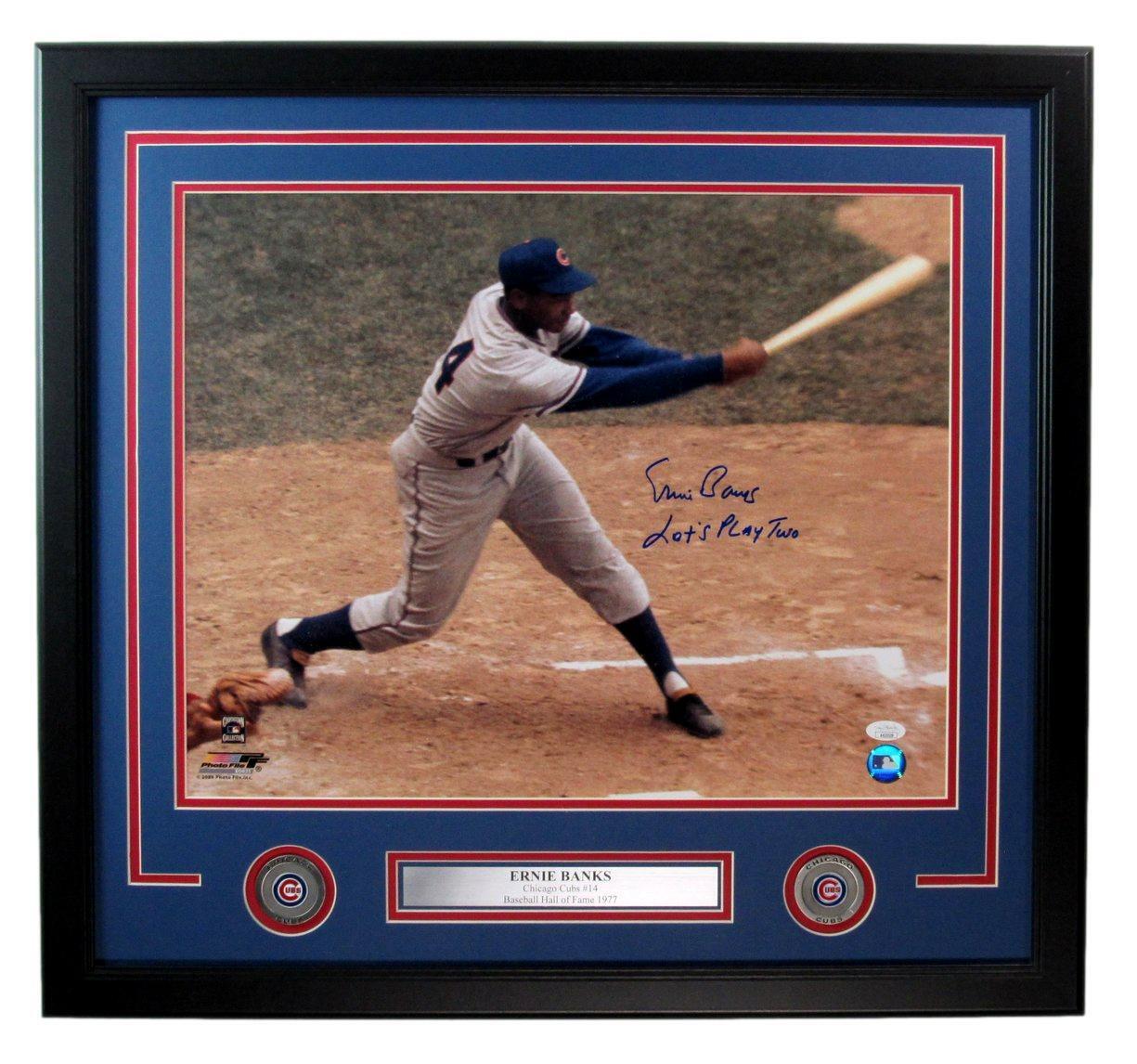 Ernie Banks HOF Autographed/Inscribed 16x20 Photo Chicago Cubs Framed JSA 180507