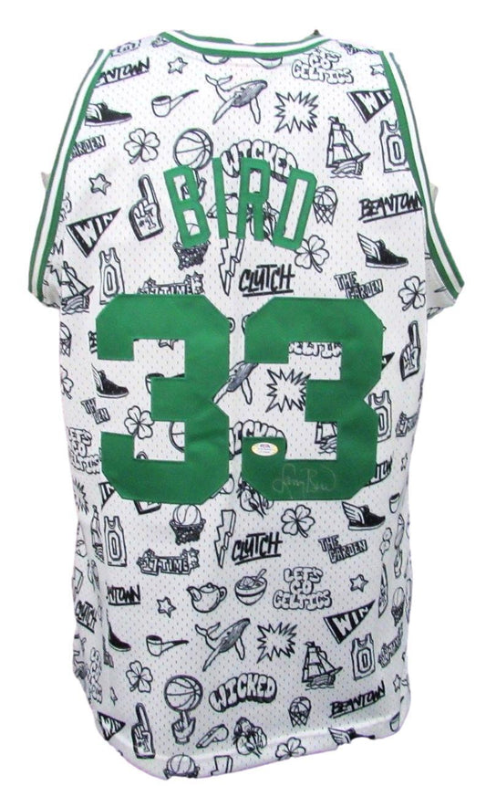 Larry Bird Autographed White Doodle Mitchell & Ness Jersey PSA/DNA 179391