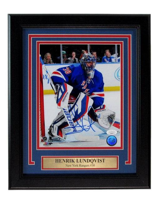 Henrik Lundqvist Autographed 8x10 Photo New York Rangers Framed JSA 180109