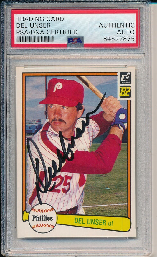 Del Unser Philadelphia Phillies Signed 1982 Donruss Card #273 PSA/DNA 166242