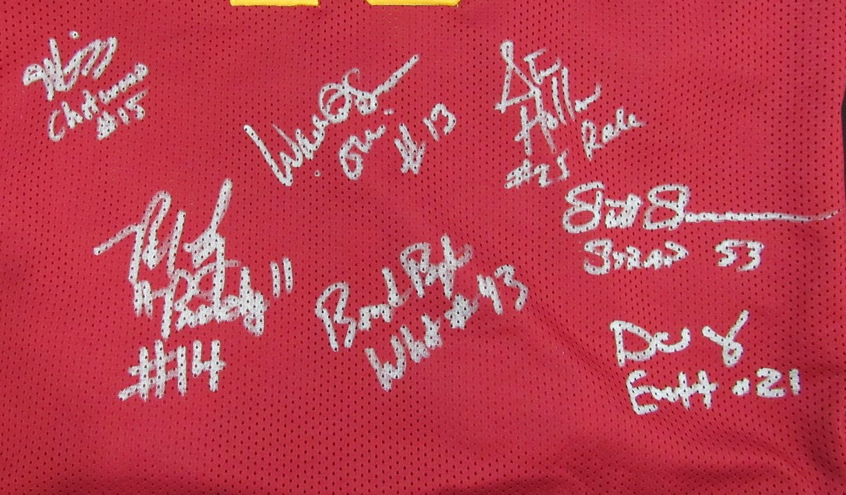 "Hoosiers" Cast Multi-Signed/Inscr Custom Red Basketball Jersey Beckett 190338