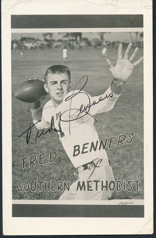 Fred Benners Southern Methodist Signed Vintage 1954 Postcard w/ Stamp 142537