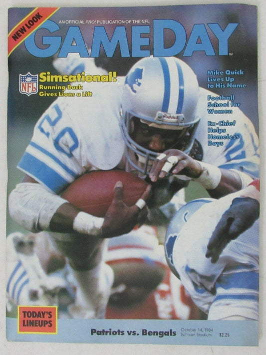 October 14, 1984 New England Patriots vs. Bengals NFL GameDay Program