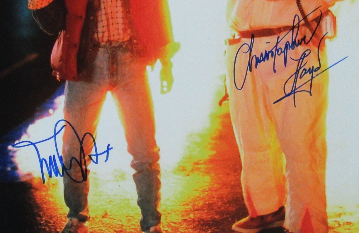 Michael J Fox/Christopher Lloyd Dual-Autographed 16x20 Photo Framed Beckett