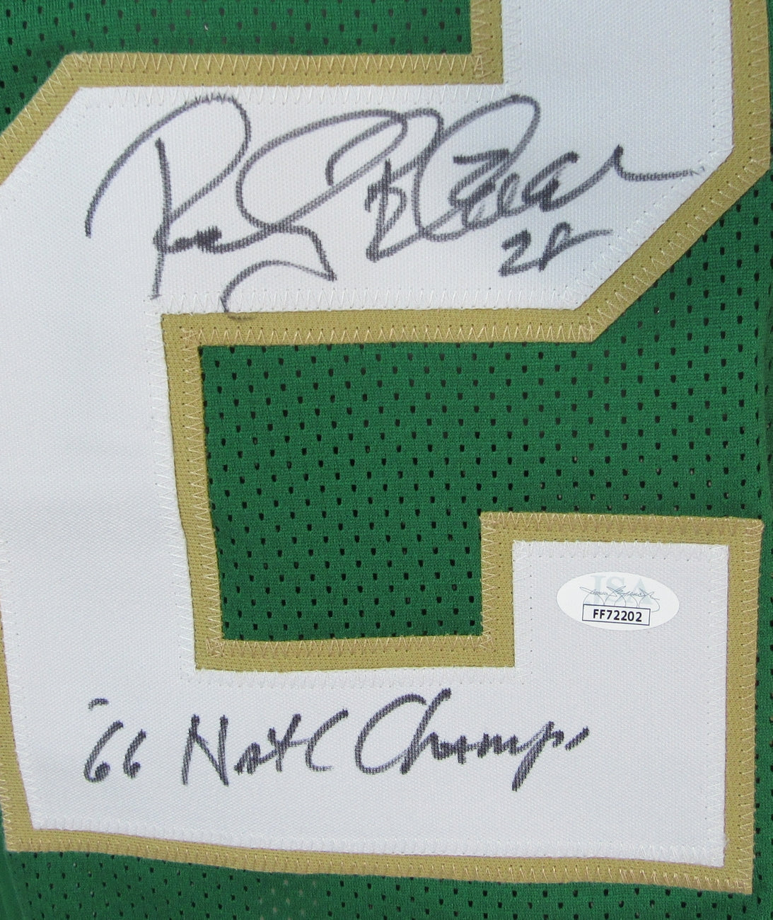 Rocky Bleier University of Notre Dame Signed/Inscribed Green Jersey JSA 147464