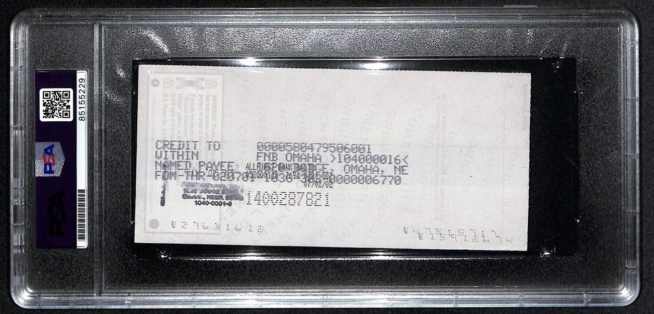 Johnny Unitas Signed 6/27/02 Check PSA/DNA GEM MT 10 188655