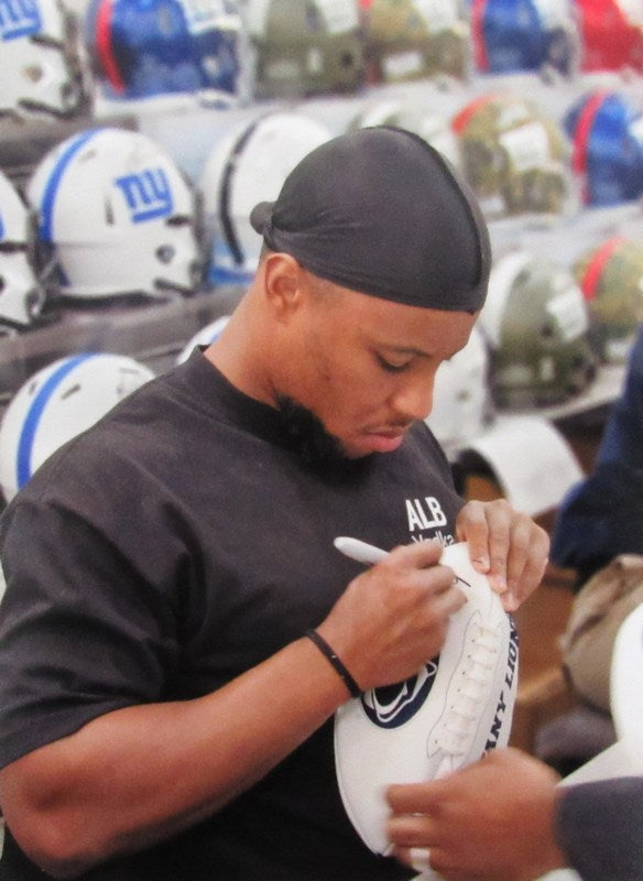 Saquon Barkley Autographed White Penn State Logo Football PSA/DNA 183538