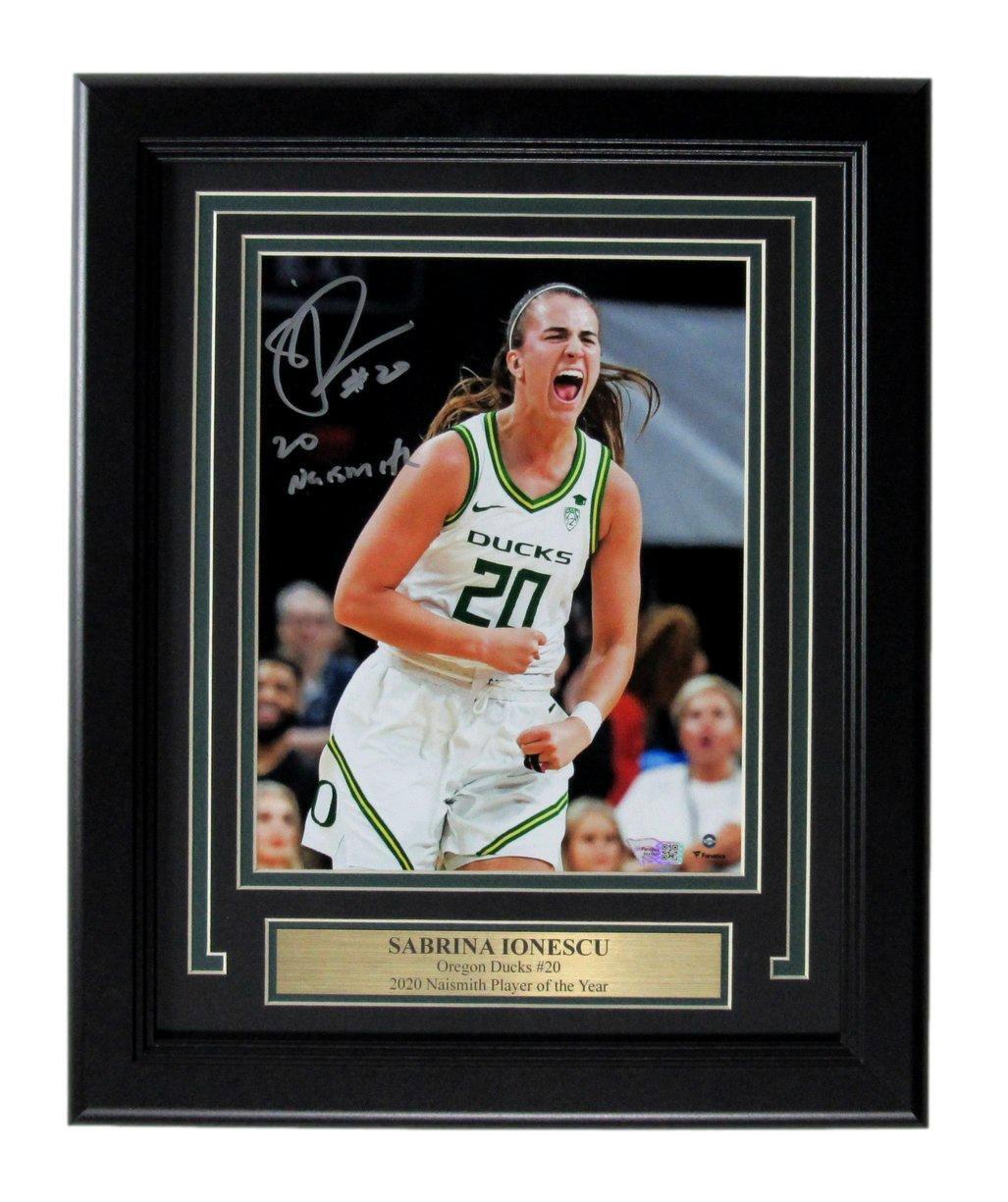 Sabrina Ionescu Autographed/Inscribed 8x10 Photo Oregon Ducks Framed Fanatics