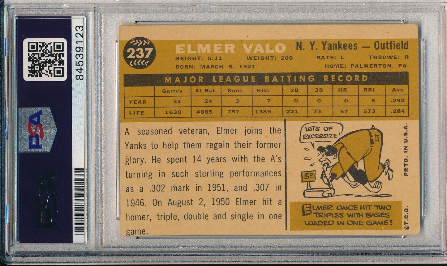 Elmer Valo Yankees Signed/Autographed 1960 TOPPS Card #237 PSA/DNA 166819