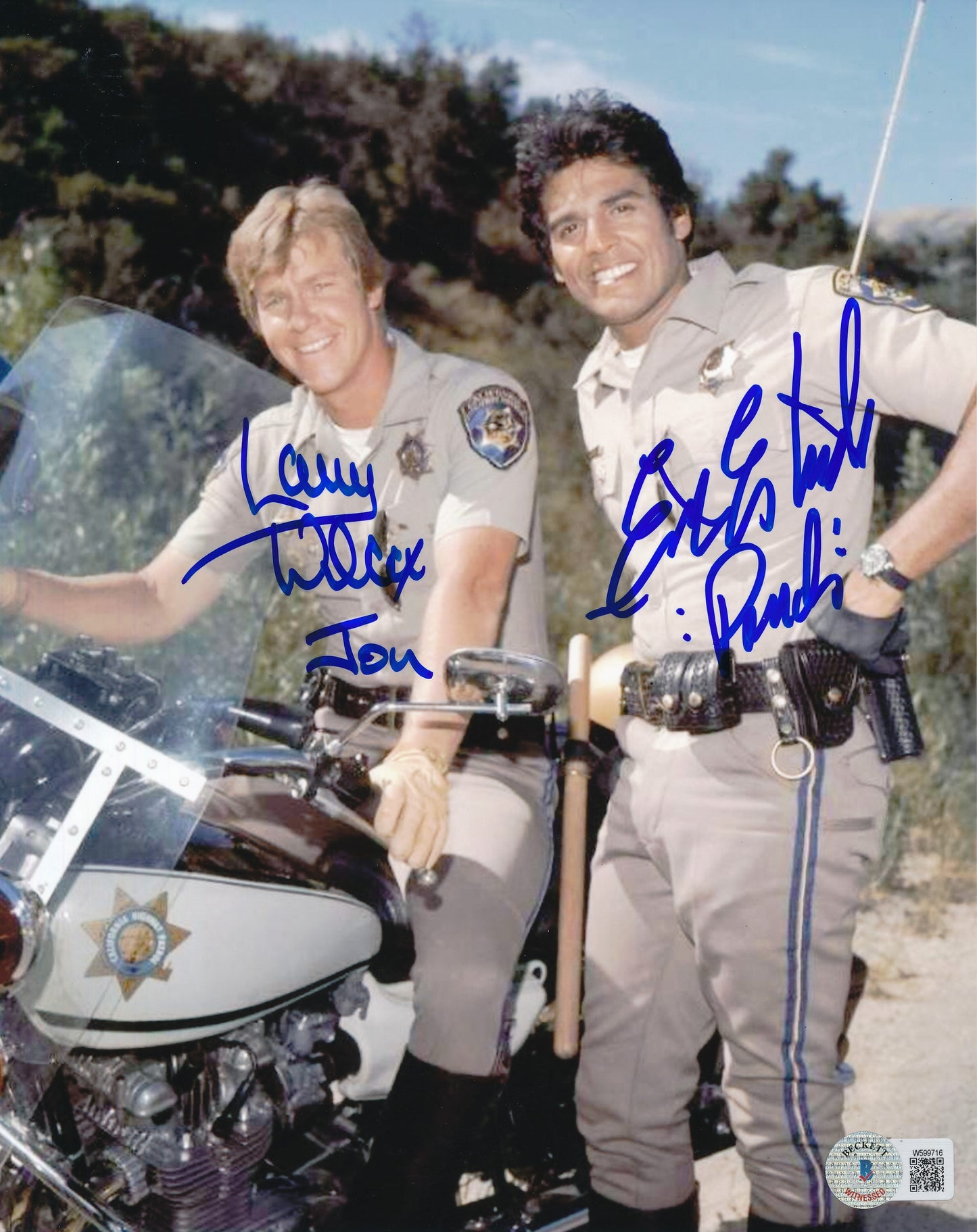 Larry Wilcox/Erik Estrada Dual-Autographed 8x10 Photo "Chips" Beckett 183534