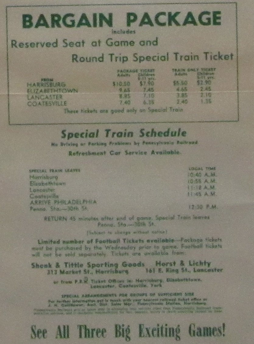 1964 Philadelphia Eagles Football Special Train Schedule Framed 146383