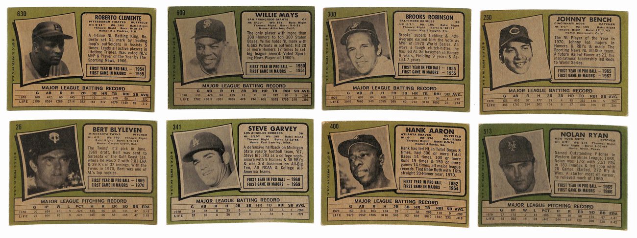 1971Topps Baseball Complete Set (752) Cards Aaron Clemente Munson Ryan 189194