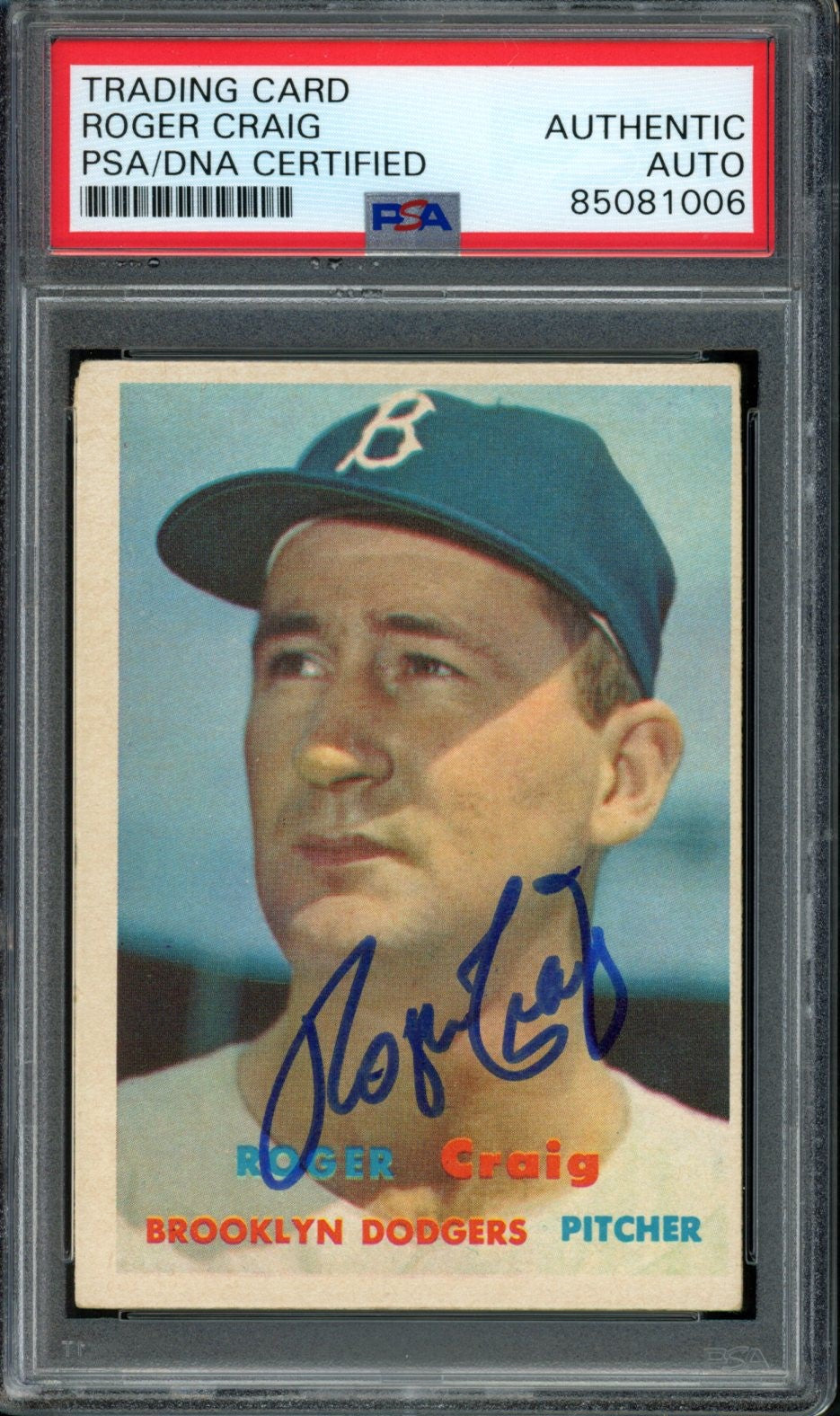1957 TOPPS Roger Craig #173 Auth Card Signed Brooklyn Dodgers PSA/DNA 184083