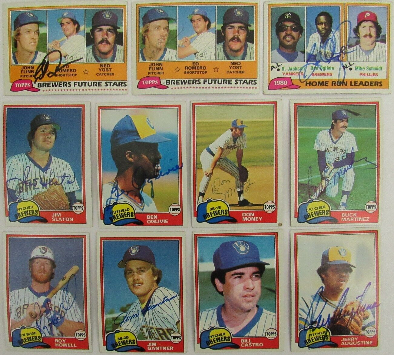 Lot of 11 Milwaukee Brewers Signed/Autographed 1981 TOPPS Trading Cards 165587