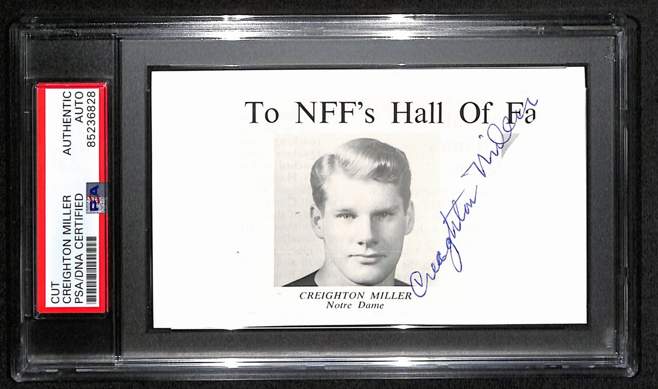 Creighton Miller CFB HOF Signed 3x5 Index Card Notre Dame PSA/DNA 189027