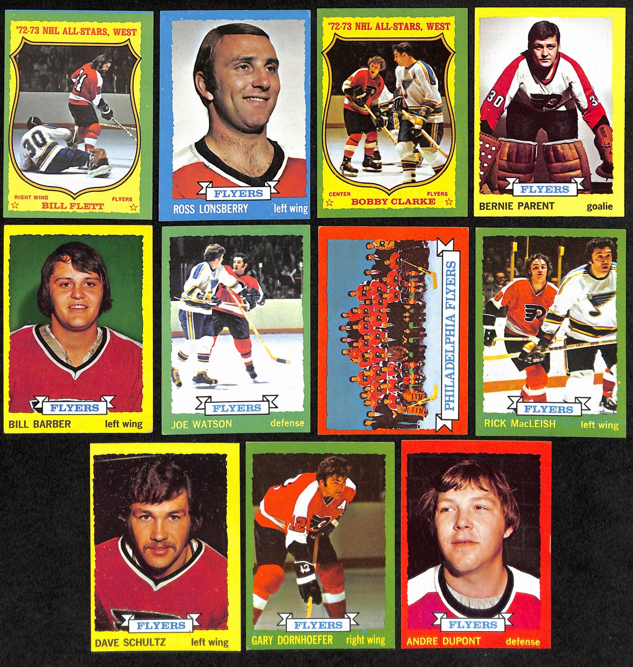 1972-73 Topps Hockey Philadelphia Flyers Complete Team Set (10/10) Cards 189201