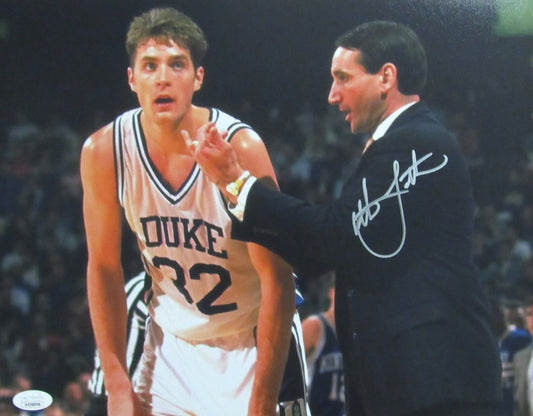 Christian Laettner Duke Autographed 11x14 Photo w/ Coach K JSA 187703