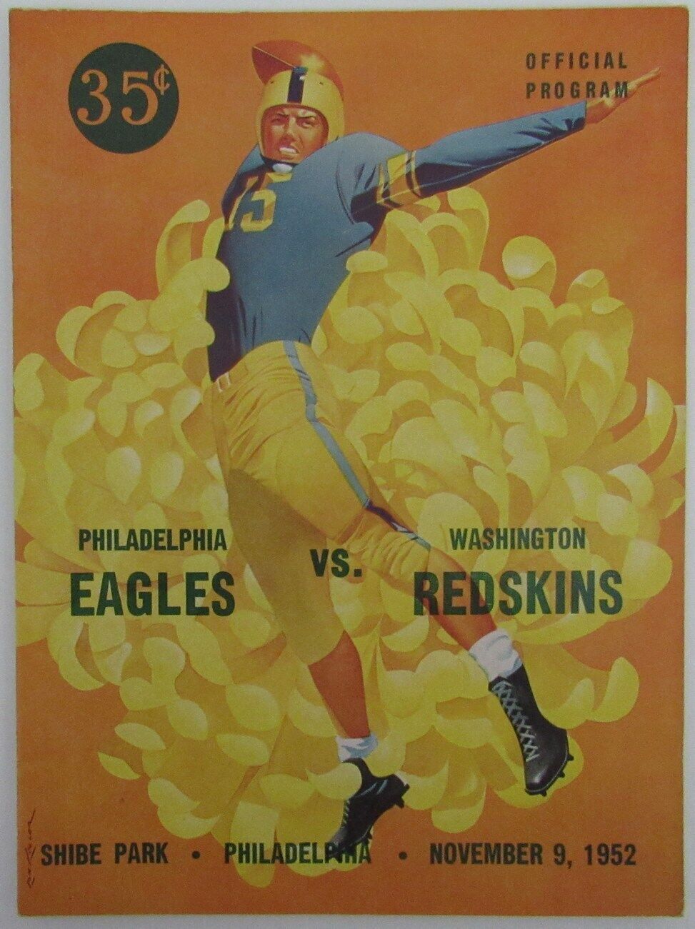 Vintage 1952 Philadelphia Eagles vs. Washington Redskins NFL Game Program