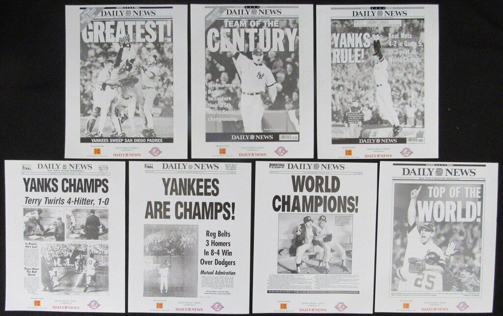 Set of 26 New York Yankee World Champions 8x10 Team Photos and Headlines 180858