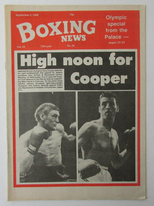 September 2, 1988 Boxing News Magazine Gary Cooper Gary Stretch