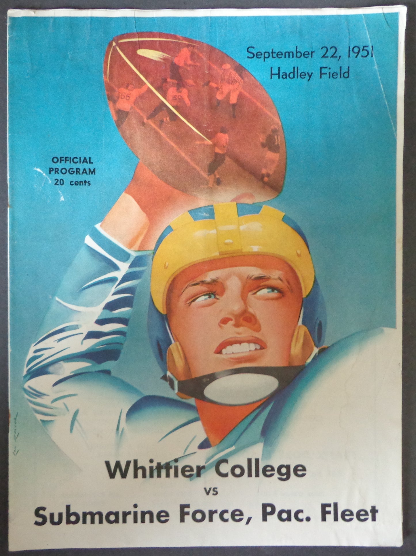 September 22, 1951 Whittier vs. Submarine Force Football Game Program 190059