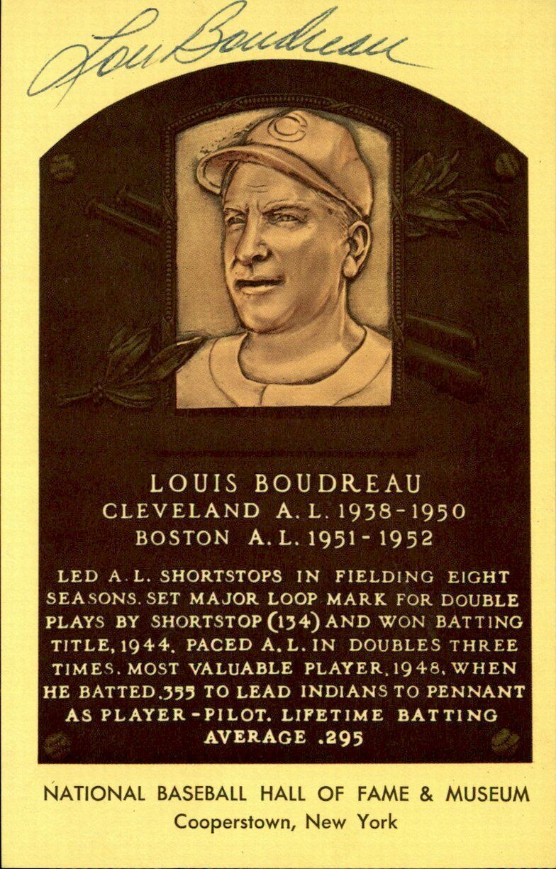 Lou Boudreau HOF Cleveland Indians d.2001 Signed/Auto HOF Postcard 162723