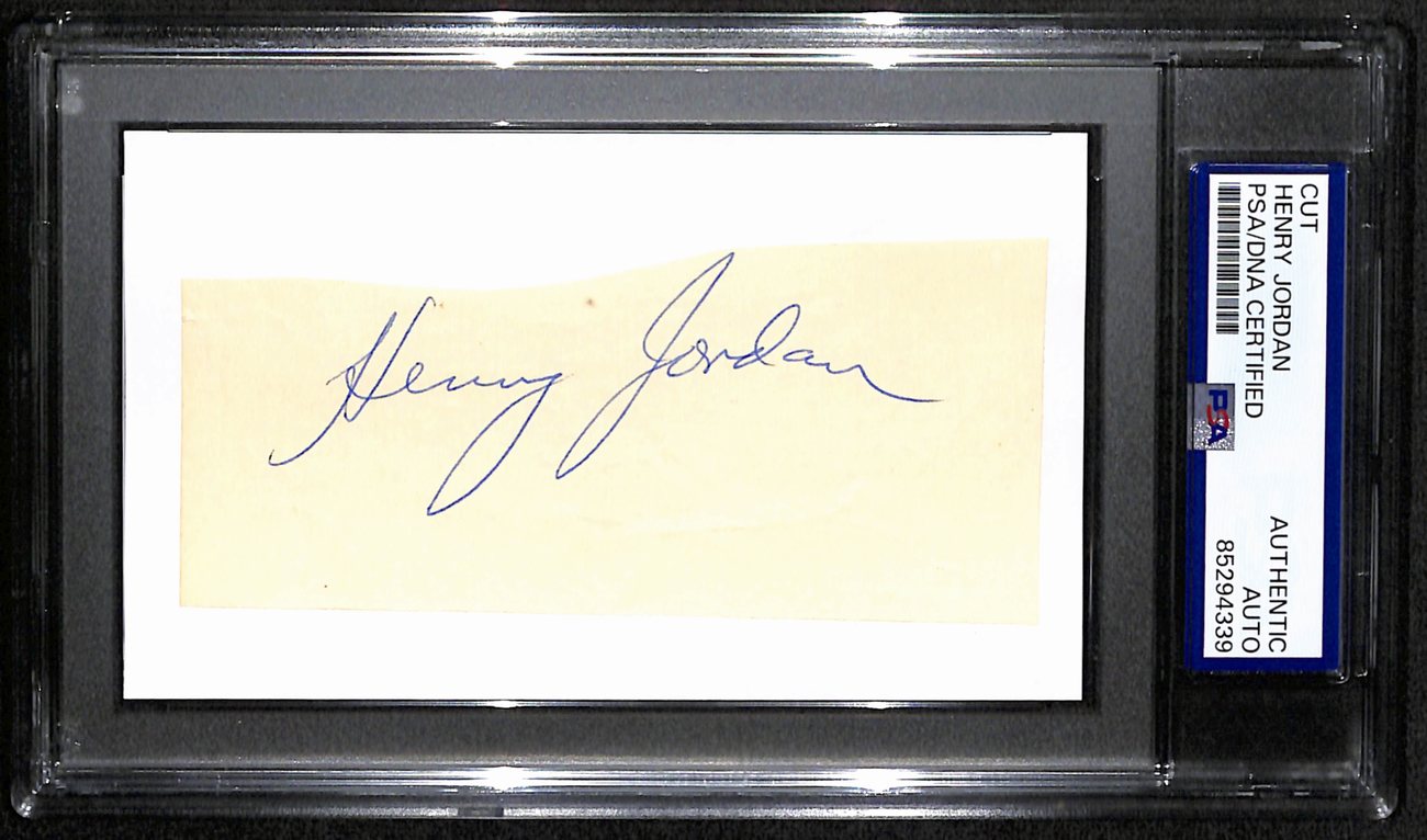 Henry Jordan HOF Signed/Auto Cut on 3x5 Card Green Bay Packers PSA/DNA 190606