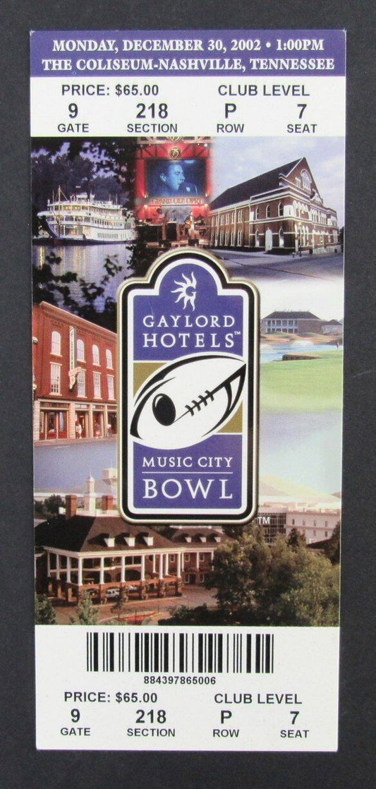 2002 Music City Bowl Full Ticket Arkansas Razorbacks vs. Minnesota Gophers