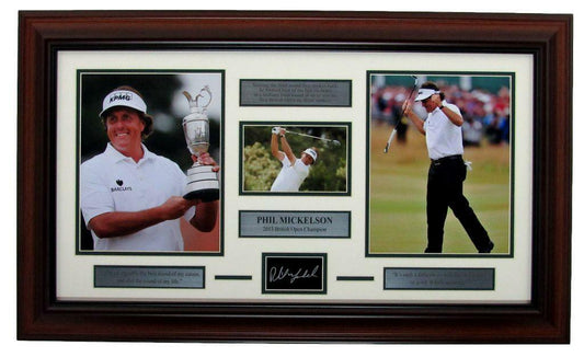 Phil Mickelson 2013 British Open Framed Photo Collage w/Laser Engraved Autograph