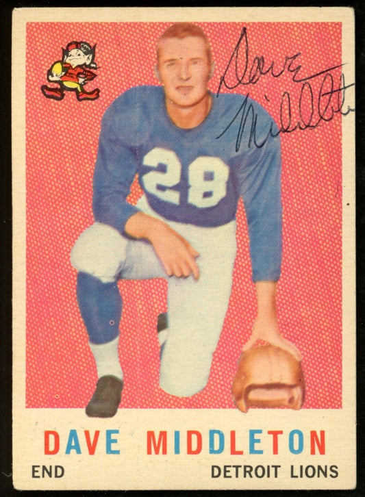 1959 TOPPS Football Card #113 Signed/Auto Dave Middleton Detroit Lions
