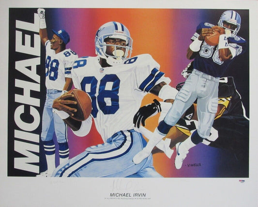 Michael Irvin Cowboys Signed/Autographed 28x22.5 Lithograph PSA/DNA 148031