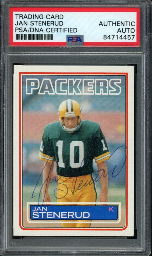 1983 TOPPS Jan Stenerud HOF #85 Authentic Card Signed Packers PSA/DNA 176695