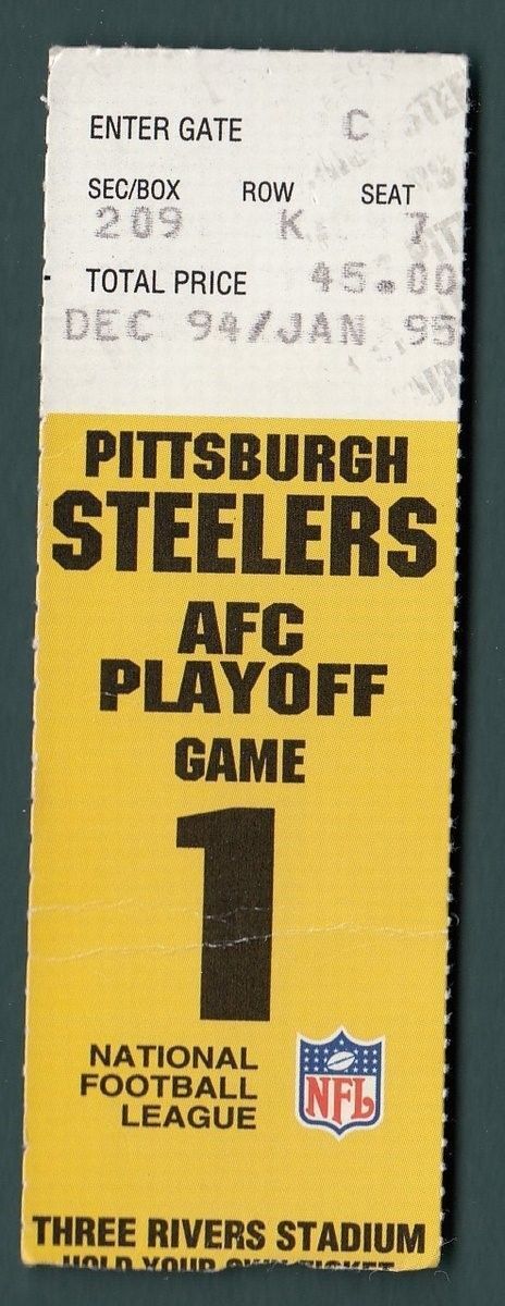 1995 AFC Division Playoff Ticket Stub Pittsburgh Steelers vs. Browns 128439