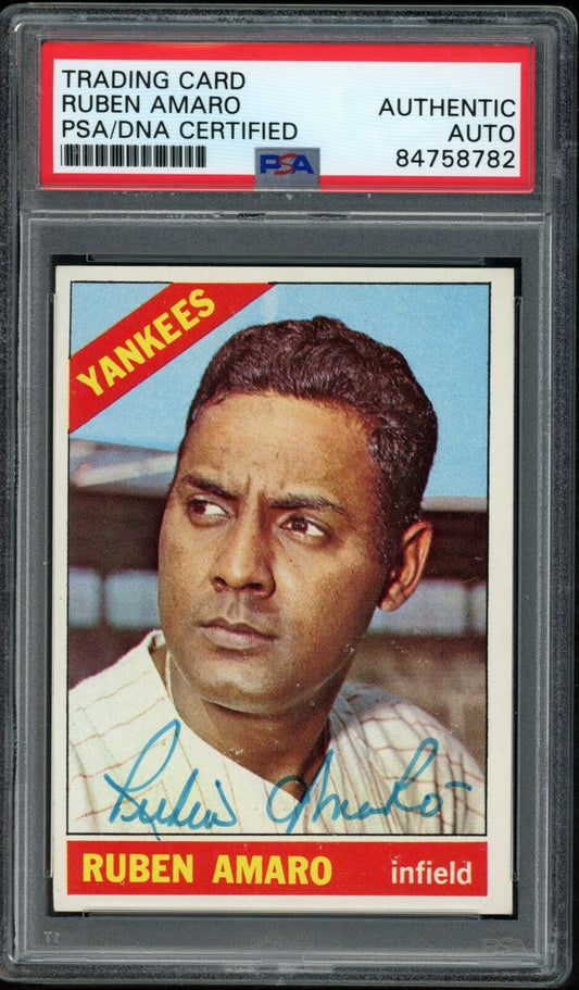 1966 TOPPS Ruben Amaro #186 Authentic Card Signed New York Yankees PSA/DNA