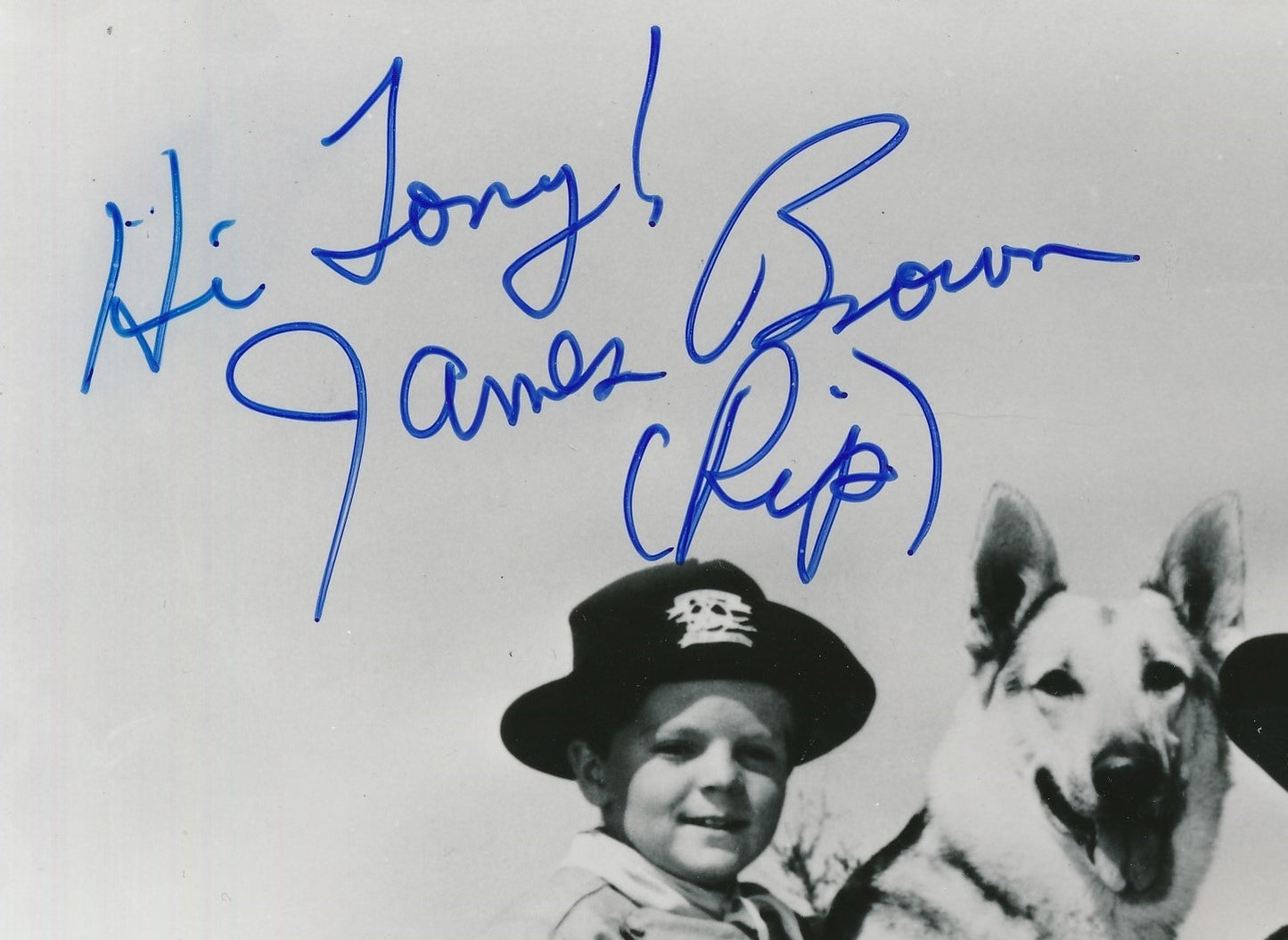 James Brown "Rip" Signed/Inscribed 8x10 B/W Photo "Rin Tin Tin" PSA/DNA 189924