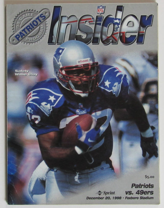 December 20, 1998 New England Patriots vs. 49ers NFL Insider Program