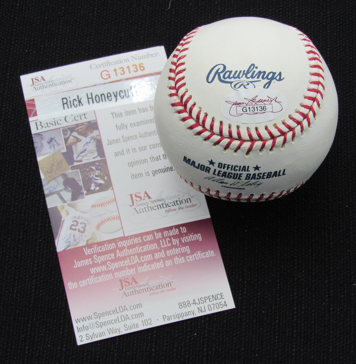 Rick Honeycutt Signed/Auto Yankees 100th OML Baseball JSA 186689