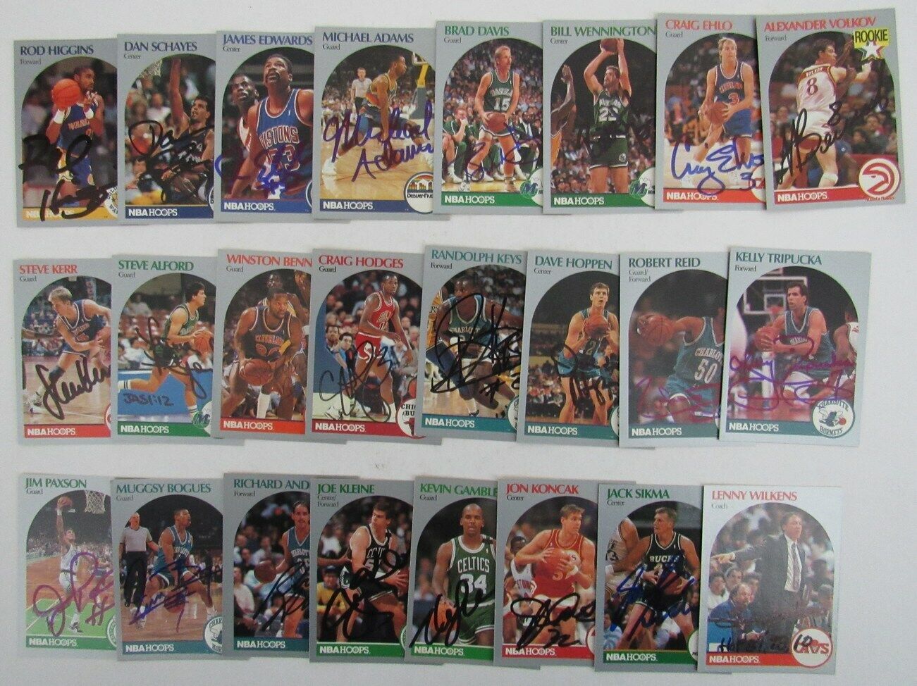 Lot of 97 - Signed/Autographed 1990 NBA Hoops Basketball Trading Cards 158880