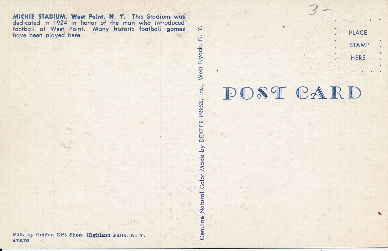 Vintage Football Themed Post Card of Michie Stadium, West Point, NY 148999