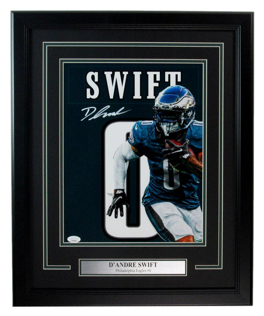 D'Andre Swift Autographed 11x14 Photo Philadelphia Eagles Framed JSA 183357