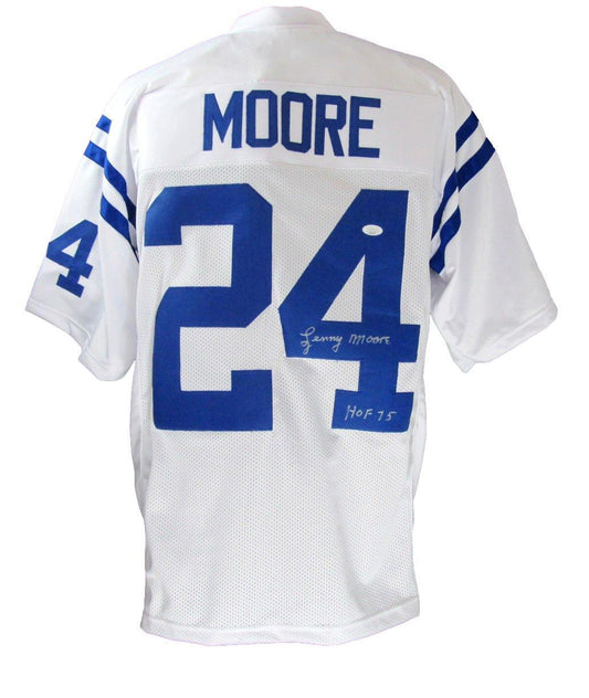 Lenny Moore HOF Autographed/Inscribed Baltimore Colts Custom Football Jersey JSA