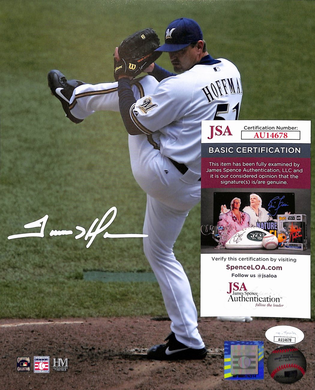 Trevor Hoffman Signed/Autographed 8x10 Photo Milwaukee Brewers JSA 190186
